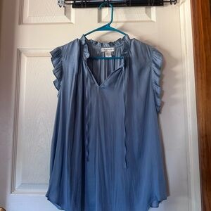 Women's Blue Ruffled Top